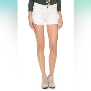 Free People Uptown Shorts
Womens 27 White Denim
Raw Fringe Hem High
Waisted